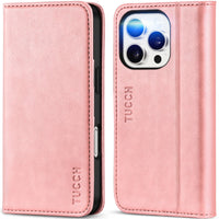 TUCCH Case Wallet for iPhone 16, [3 Card Slots] Kickstand PU Leather [RFID Blocking] Flip Folio Cover with [TPU Shockproof Interior Shell] 6.1" 2024, Classic Black - 7DAY'S