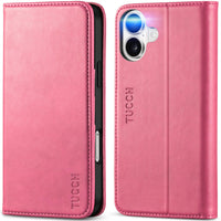 TUCCH Case Wallet for iPhone 16, [3 Card Slots] Kickstand PU Leather [RFID Blocking] Flip Folio Cover with [TPU Shockproof Interior Shell] 6.1" 2024, Classic Black - 7DAY'S