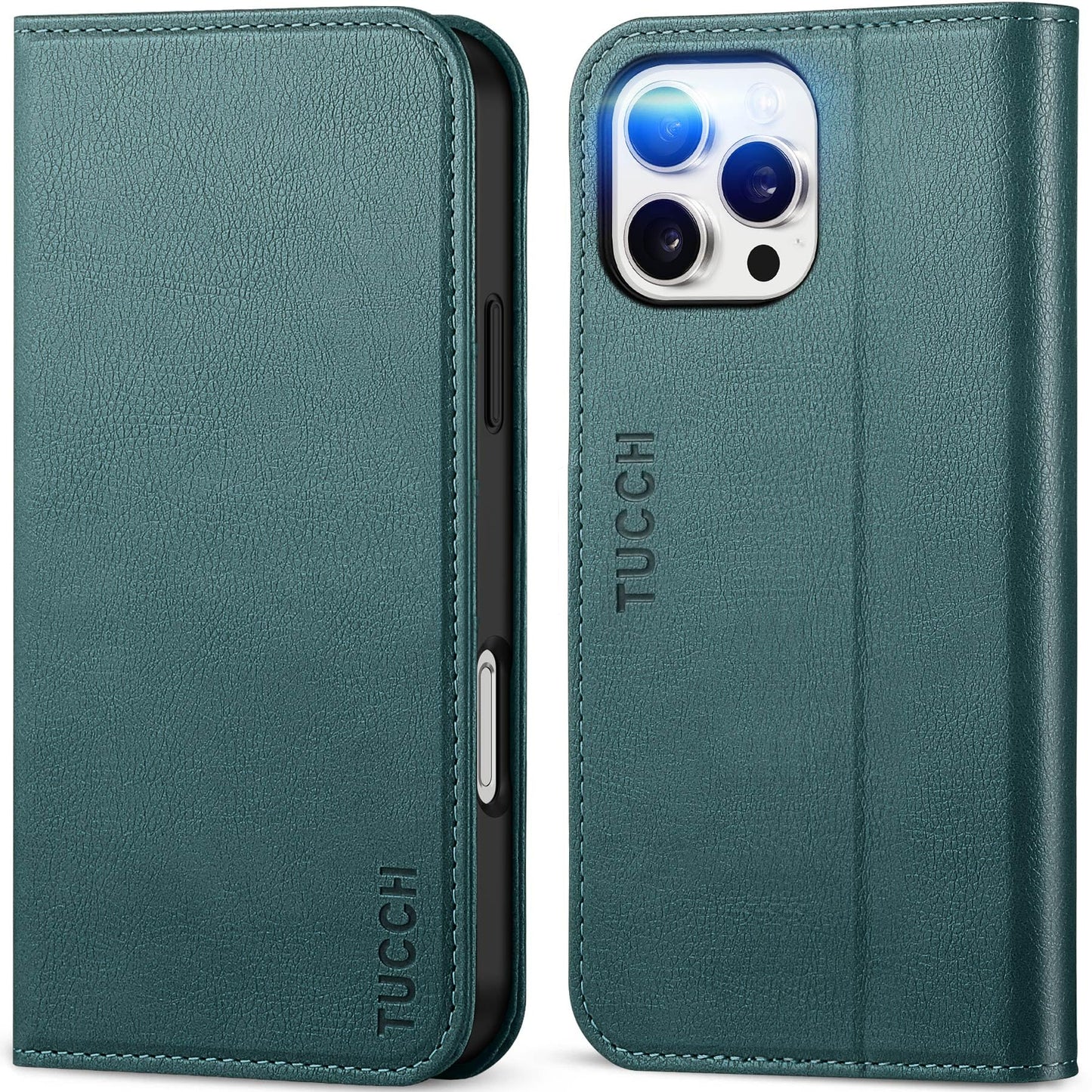 TUCCH Case Wallet for iPhone 16, [3 Card Slots] Kickstand PU Leather [RFID Blocking] Flip Folio Cover with [TPU Shockproof Interior Shell] 6.1" 2024, Classic Black - 7DAY'S