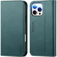 TUCCH Case Wallet for iPhone 16, [3 Card Slots] Kickstand PU Leather [RFID Blocking] Flip Folio Cover with [TPU Shockproof Interior Shell] 6.1" 2024, Classic Black - 7DAY'S