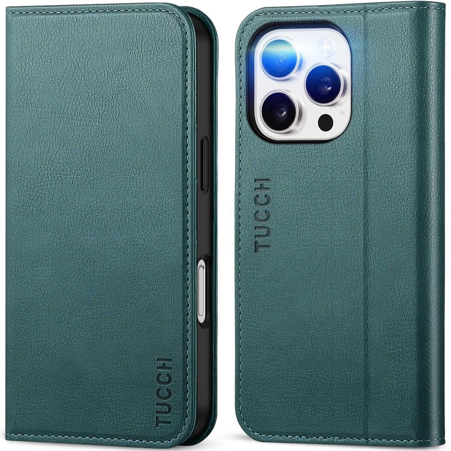 TUCCH Case Wallet for iPhone 16, [3 Card Slots] Kickstand PU Leather [RFID Blocking] Flip Folio Cover with [TPU Shockproof Interior Shell] 6.1" 2024, Classic Black - 7DAY'S