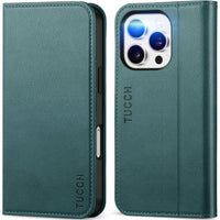 TUCCH Case Wallet for iPhone 16, [3 Card Slots] Kickstand PU Leather [RFID Blocking] Flip Folio Cover with [TPU Shockproof Interior Shell] 6.1" 2024, Classic Black - 7DAY'S