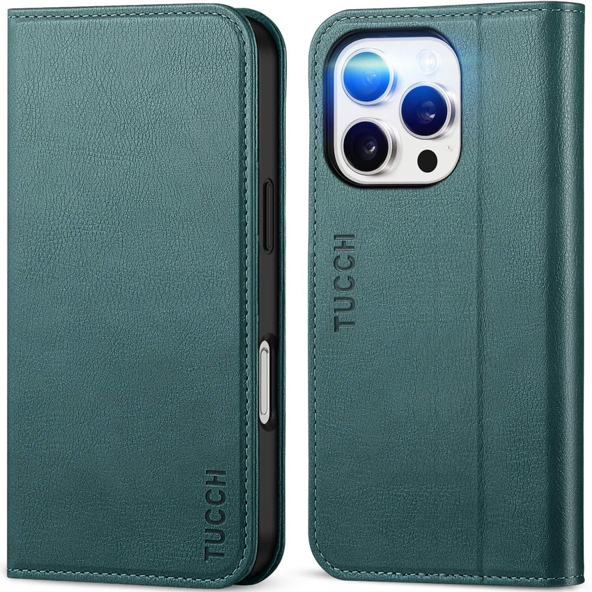 TUCCH Case Wallet for iPhone 16, [3 Card Slots] Kickstand PU Leather [RFID Blocking] Flip Folio Cover with [TPU Shockproof Interior Shell] 6.1" 2024, Classic Black - 7DAY'S