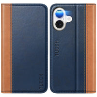 TUCCH Case Wallet for iPhone 16, [3 Card Slots] Kickstand PU Leather [RFID Blocking] Flip Folio Cover with [TPU Shockproof Interior Shell] 6.1" 2024, Classic Black - 7DAY'S