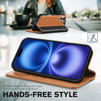 TUCCH Case Wallet for iPhone 16, [3 Card Slots] Kickstand PU Leather [RFID Blocking] Flip Folio Cover with [TPU Shockproof Interior Shell] 6.1" 2024, Classic Black - 7DAY'S