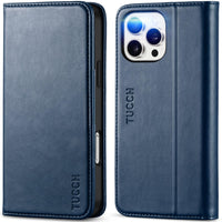 TUCCH Case Wallet for iPhone 16, [3 Card Slots] Kickstand PU Leather [RFID Blocking] Flip Folio Cover with [TPU Shockproof Interior Shell] 6.1" 2024, Classic Black - 7DAY'S
