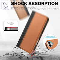 TUCCH Case Wallet for iPhone 16, [3 Card Slots] Kickstand PU Leather [RFID Blocking] Flip Folio Cover with [TPU Shockproof Interior Shell] 6.1" 2024, Classic Black - 7DAY'S