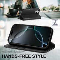 TUCCH Case Wallet for iPhone 16, [3 Card Slots] Kickstand PU Leather [RFID Blocking] Flip Folio Cover with [TPU Shockproof Interior Shell] 6.1" 2024, Classic Black - 7DAY'S