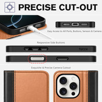 TUCCH Case Wallet for iPhone 16, [3 Card Slots] Kickstand PU Leather [RFID Blocking] Flip Folio Cover with [TPU Shockproof Interior Shell] 6.1" 2024, Classic Black - 7DAY'S