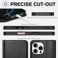 TUCCH Case Wallet for iPhone 16, [3 Card Slots] Kickstand PU Leather [RFID Blocking] Flip Folio Cover with [TPU Shockproof Interior Shell] 6.1" 2024, Classic Black - 7DAY'S
