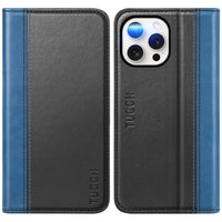 TUCCH Case Wallet for iPhone 16, [3 Card Slots] Kickstand PU Leather [RFID Blocking] Flip Folio Cover with [TPU Shockproof Interior Shell] 6.1" 2024, Classic Black - 7DAY'S