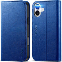 TUCCH Case Wallet for iPhone 16, [3 Card Slots] Kickstand PU Leather [RFID Blocking] Flip Folio Cover with [TPU Shockproof Interior Shell] 6.1" 2024, Classic Black - 7DAY'S