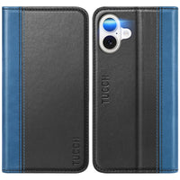 TUCCH Case Wallet for iPhone 16, [3 Card Slots] Kickstand PU Leather [RFID Blocking] Flip Folio Cover with [TPU Shockproof Interior Shell] 6.1" 2024, Classic Black - 7DAY'S