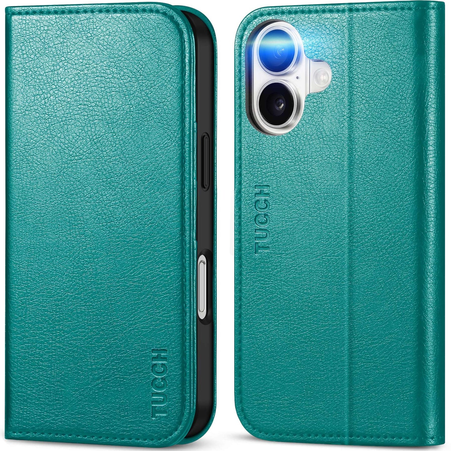 TUCCH Case Wallet for iPhone 16, [3 Card Slots] Kickstand PU Leather [RFID Blocking] Flip Folio Cover with [TPU Shockproof Interior Shell] 6.1" 2024, Classic Black - 7DAY'S