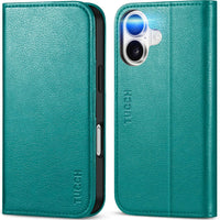 TUCCH Case Wallet for iPhone 16, [3 Card Slots] Kickstand PU Leather [RFID Blocking] Flip Folio Cover with [TPU Shockproof Interior Shell] 6.1" 2024, Classic Black - 7DAY'S