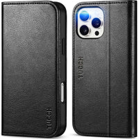 TUCCH Case Wallet for iPhone 16, [3 Card Slots] Kickstand PU Leather [RFID Blocking] Flip Folio Cover with [TPU Shockproof Interior Shell] 6.1" 2024, Classic Black - 7DAY'S