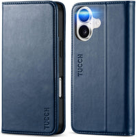 TUCCH Case Wallet for iPhone 16, [3 Card Slots] Kickstand PU Leather [RFID Blocking] Flip Folio Cover with [TPU Shockproof Interior Shell] 6.1" 2024, Classic Black - 7DAY'S