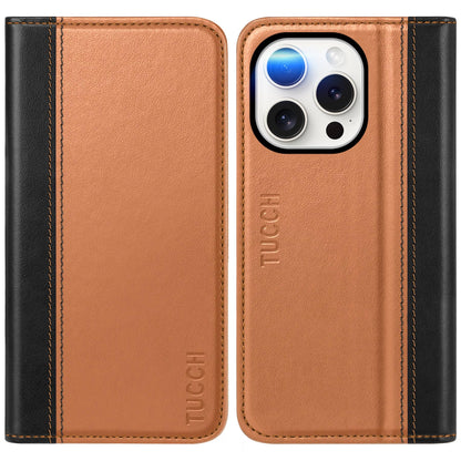 TUCCH Case Wallet for iPhone 16, [3 Card Slots] Kickstand PU Leather [RFID Blocking] Flip Folio Cover with [TPU Shockproof Interior Shell] 6.1" 2024, Classic Black - 7DAY'S