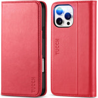 TUCCH Case Wallet for iPhone 16, [3 Card Slots] Kickstand PU Leather [RFID Blocking] Flip Folio Cover with [TPU Shockproof Interior Shell] 6.1" 2024, Classic Black - 7DAY'S
