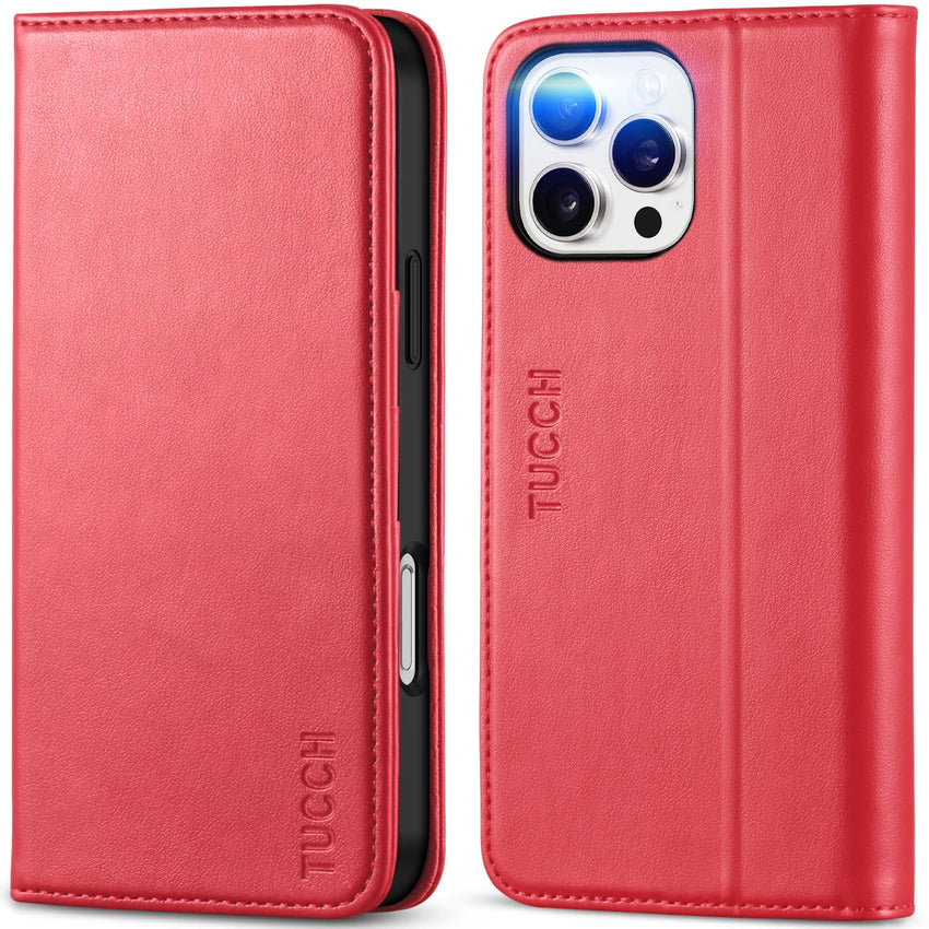 TUCCH Case Wallet for iPhone 16, [3 Card Slots] Kickstand PU Leather [RFID Blocking] Flip Folio Cover with [TPU Shockproof Interior Shell] 6.1" 2024, Classic Black - 7DAY'S