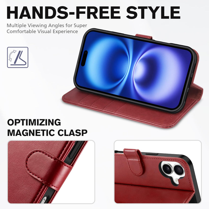 TUCCH Case Wallet for iPhone 16 Plus, RFID Blocking 4 Card Holder Kickstand [Shockproof TPU Interior Shell], PU Leather Magnetic Protective Flip Cover 6.7" 2024, Black - 7DAY'S