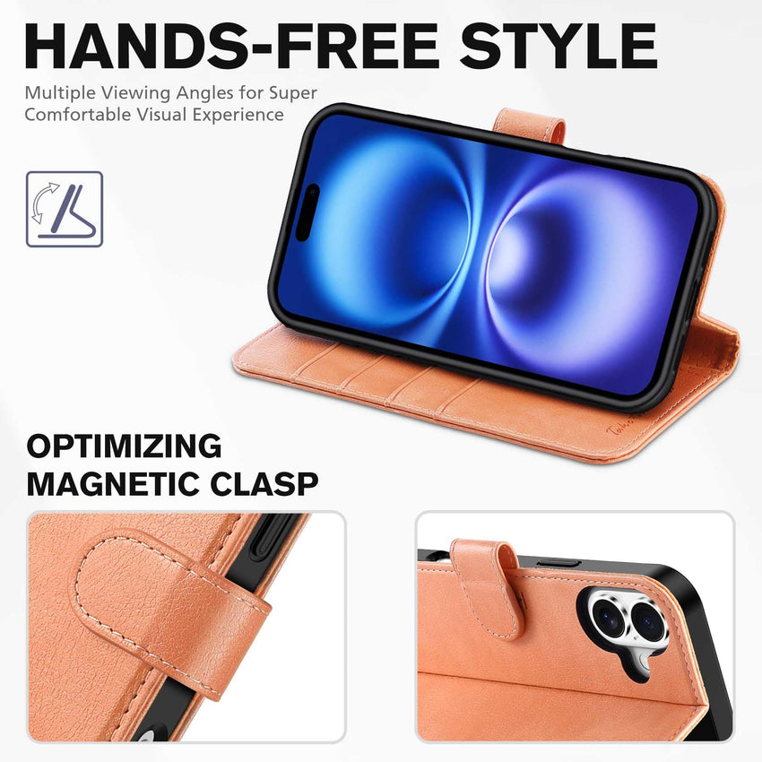 TUCCH Case Wallet for iPhone 16 Plus, RFID Blocking 4 Card Holder Kickstand [Shockproof TPU Interior Shell], PU Leather Magnetic Protective Flip Cover 6.7" 2024, Black - 7DAY'S