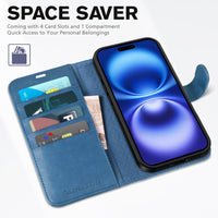 TUCCH Case Wallet for iPhone 16 Plus, RFID Blocking 4 Card Holder Kickstand [Shockproof TPU Interior Shell], PU Leather Magnetic Protective Flip Cover 6.7" 2024, Black - 7DAY'S