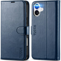 TUCCH Case Wallet for iPhone 16 Plus, RFID Blocking 4 Card Holder Kickstand [Shockproof TPU Interior Shell], PU Leather Magnetic Protective Flip Cover 6.7" 2024, Black - 7DAY'S