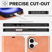 TUCCH Case Wallet for iPhone 16 Plus, RFID Blocking 4 Card Holder Kickstand [Shockproof TPU Interior Shell], PU Leather Magnetic Protective Flip Cover 6.7" 2024, Black - 7DAY'S