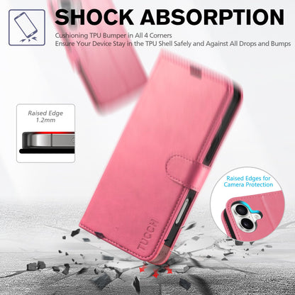 TUCCH Case Wallet for iPhone 16 Plus, RFID Blocking 4 Card Holder Kickstand [Shockproof TPU Interior Shell], PU Leather Magnetic Protective Flip Cover 6.7" 2024, Black - 7DAY'S