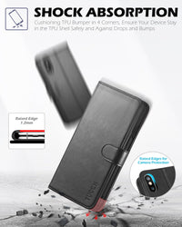 TUCCH Case Wallet for iPhone Xs Max, PU Leather Flip Cover with RFID Blocking Card Slot, Stand [Auto Wake/Sleep] Wireless Charging Shockproof TPU Shell Compatible with iPhone Xs Max 6.5", Black - 7DAY'S