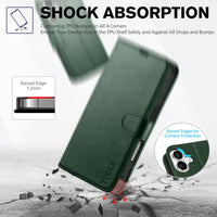 TUCCH Compatible with iPhone 16 Wallet Case, RFID Blocking 4 Card Holder Kickstand [Shockproof TPU Interior Shell], PU Leather Magnetic Closure Protective Flip Phone Cover, Black - 7DAY'S