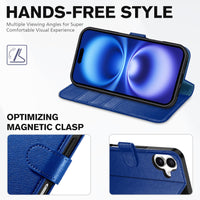 TUCCH Compatible with iPhone 16 Wallet Case, RFID Blocking 4 Card Holder Kickstand [Shockproof TPU Interior Shell], PU Leather Magnetic Closure Protective Flip Phone Cover, Black - 7DAY'S