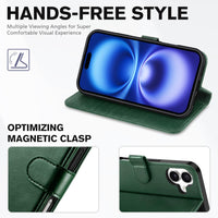 TUCCH Compatible with iPhone 16 Wallet Case, RFID Blocking 4 Card Holder Kickstand [Shockproof TPU Interior Shell], PU Leather Magnetic Closure Protective Flip Phone Cover, Black - 7DAY'S