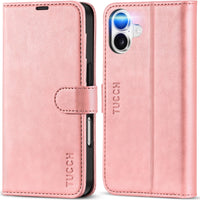 TUCCH Compatible with iPhone 16 Wallet Case, RFID Blocking 4 Card Holder Kickstand [Shockproof TPU Interior Shell], PU Leather Magnetic Closure Protective Flip Phone Cover, Black - 7DAY'S