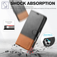 TUCCH Compatible with iPhone 16 Wallet Case, RFID Blocking 4 Card Holder Kickstand [Shockproof TPU Interior Shell], PU Leather Magnetic Closure Protective Flip Phone Cover, Black - 7DAY'S