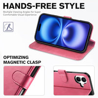 TUCCH Compatible with iPhone 16 Wallet Case, RFID Blocking 4 Card Holder Kickstand [Shockproof TPU Interior Shell], PU Leather Magnetic Closure Protective Flip Phone Cover, Black - 7DAY'S
