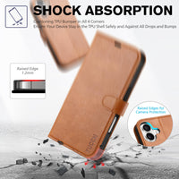 TUCCH Compatible with iPhone 16 Wallet Case, RFID Blocking 4 Card Holder Kickstand [Shockproof TPU Interior Shell], PU Leather Magnetic Closure Protective Flip Phone Cover, Black - 7DAY'S