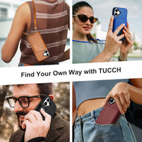 TUCCH Crossbody Wallet Case for iPhone 16 Pro (6.3"), RFID Blocking [6 Card Slots][Detachable Adjustable Lanyard], Magnetic Flip Wallet PU Leather Shockproof Phone Cover for iPhone 16 Pro, Black - 7DAY'S