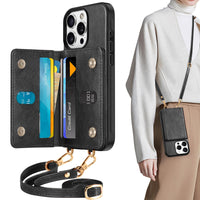 TUCCH Crossbody Wallet Case for iPhone 16 Pro (6.3"), RFID Blocking [6 Card Slots][Detachable Adjustable Lanyard], Magnetic Flip Wallet PU Leather Shockproof Phone Cover for iPhone 16 Pro, Black - 7DAY'S