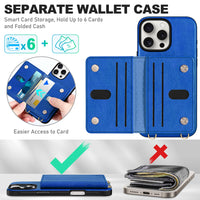 TUCCH Crossbody Wallet Case for iPhone 16 Pro (6.3"), RFID Blocking [6 Card Slots][Detachable Adjustable Lanyard], Magnetic Flip Wallet PU Leather Shockproof Phone Cover for iPhone 16 Pro, Black - 7DAY'S