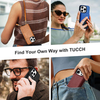 TUCCH Crossbody Wallet Case for iPhone 16 Pro (6.3"), RFID Blocking [6 Card Slots][Detachable Adjustable Lanyard], Magnetic Flip Wallet PU Leather Shockproof Phone Cover for iPhone 16 Pro, Black - 7DAY'S