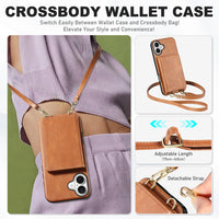 TUCCH Crossbody Wallet Case for iPhone 16 Pro (6.3"), RFID Blocking [6 Card Slots][Detachable Adjustable Lanyard], Magnetic Flip Wallet PU Leather Shockproof Phone Cover for iPhone 16 Pro, Black - 7DAY'S