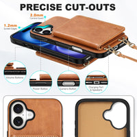 TUCCH Crossbody Wallet Case for iPhone 16 Pro (6.3"), RFID Blocking [6 Card Slots][Detachable Adjustable Lanyard], Magnetic Flip Wallet PU Leather Shockproof Phone Cover for iPhone 16 Pro, Black - 7DAY'S