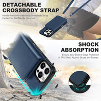 TUCCH Crossbody Wallet Case for iPhone 16 Pro (6.3"), RFID Blocking [6 Card Slots][Detachable Adjustable Lanyard], Magnetic Flip Wallet PU Leather Shockproof Phone Cover for iPhone 16 Pro, Black - 7DAY'S