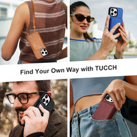 TUCCH Crossbody Wallet Case for iPhone 16 Pro (6.3"), RFID Blocking [6 Card Slots][Detachable Adjustable Lanyard], Magnetic Flip Wallet PU Leather Shockproof Phone Cover for iPhone 16 Pro, Black - 7DAY'S