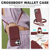 TUCCH Crossbody Wallet Case for iPhone 16 Pro (6.3"), RFID Blocking [6 Card Slots][Detachable Adjustable Lanyard], Magnetic Flip Wallet PU Leather Shockproof Phone Cover for iPhone 16 Pro, Black - 7DAY'S