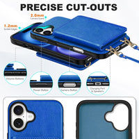 TUCCH Crossbody Wallet Case for iPhone 16 Pro (6.3"), RFID Blocking [6 Card Slots][Detachable Adjustable Lanyard], Magnetic Flip Wallet PU Leather Shockproof Phone Cover for iPhone 16 Pro, Black - 7DAY'S
