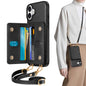 TUCCH Crossbody Wallet Case for iPhone 16 Pro (6.3"), RFID Blocking [6 Card Slots][Detachable Adjustable Lanyard], Magnetic Flip Wallet PU Leather Shockproof Phone Cover for iPhone 16 Pro, Black - 7DAY'S