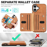 TUCCH Crossbody Wallet Case for iPhone 16 Pro (6.3"), RFID Blocking [6 Card Slots][Detachable Adjustable Lanyard], Magnetic Flip Wallet PU Leather Shockproof Phone Cover for iPhone 16 Pro, Black - 7DAY'S